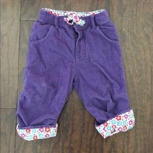 Baby Boden floral lined corduroy pants 6-12 months